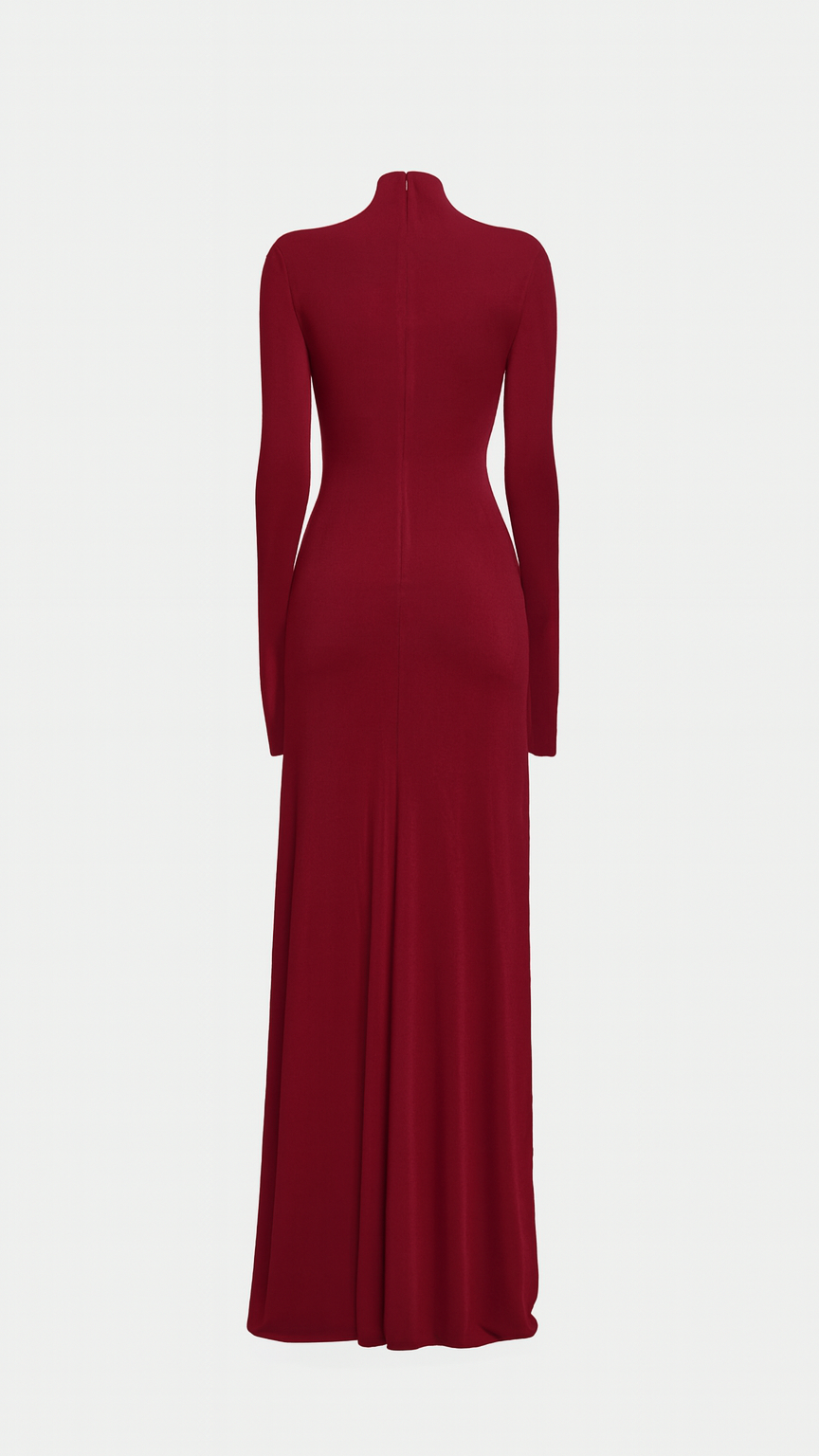 Red dress with long sleeves on a white background