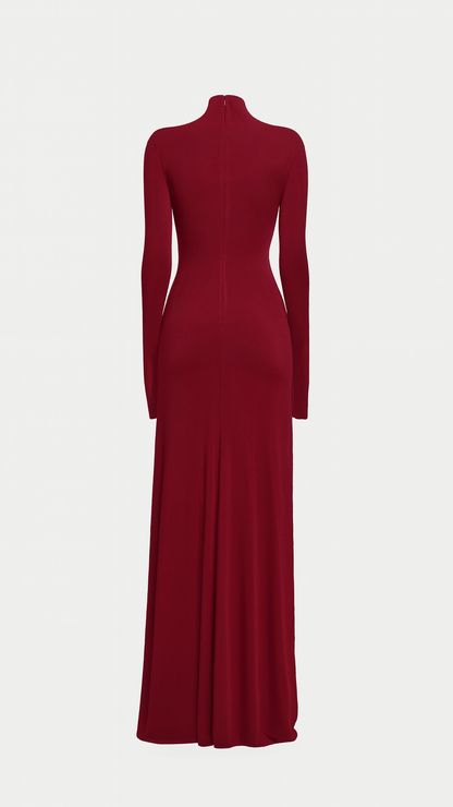 Red dress with long sleeves on a white background