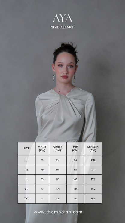 Aya - Twist Neckline Satin Dress
